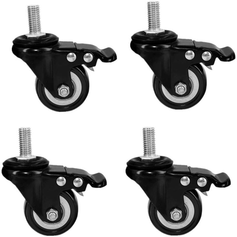 Sollbry - M8x25mm 4 pièces de Support de Charge 240 kg Chariot Roulette tournante pu Meubles Poudre Remplacement (à roulettes de Frein)