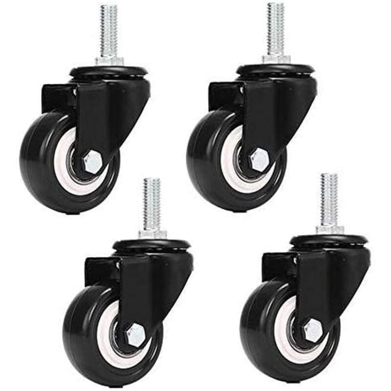 Sollbry - M8x25mm 4 pièces de support de charge 240 kg chariot roulette tournante pu meubles poudre remplacement (sans roulettes de frein)