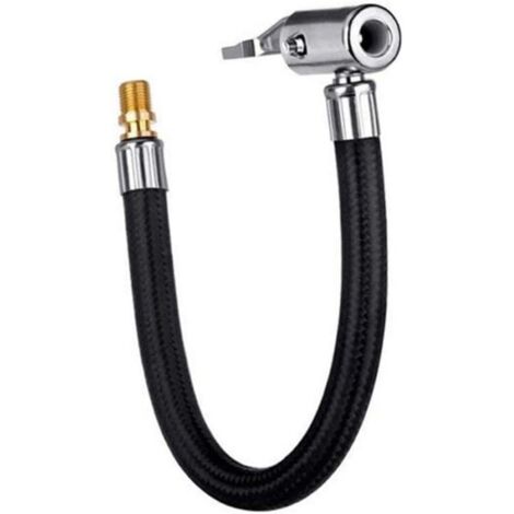 Sollbry Mandril de neumático bloqueable de 30 cm con manguera de goma y válvula de neumático de rosca fina estándar, adaptador de manguera de bomba de inflado de neumáticos para conversión de torsión 