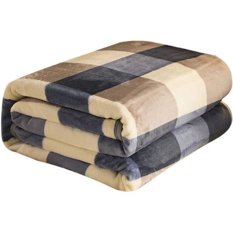 Sollbry Manta de franela gruesa de lana de visón, cómoda y ligera, con cuadros de búfalo para sofá cama, 100 x 150 cm