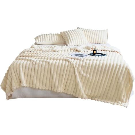 Sollbry Manta de vellón de pelo largo ligera y cómoda, mantas antiestáticas y esponjosas, manta de piel suave con pompones, manta de pelo largo y manta para sofá cama