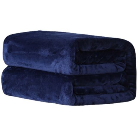 Sollbry Manta grande de franela polar súper suave y esponjosa -Azul oscuro- 100 x 150 cm