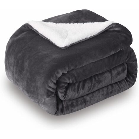 Sollbry Manta polar Sherpa de doble cara, tamaño king, 70 x 100 cm, gris oscuro