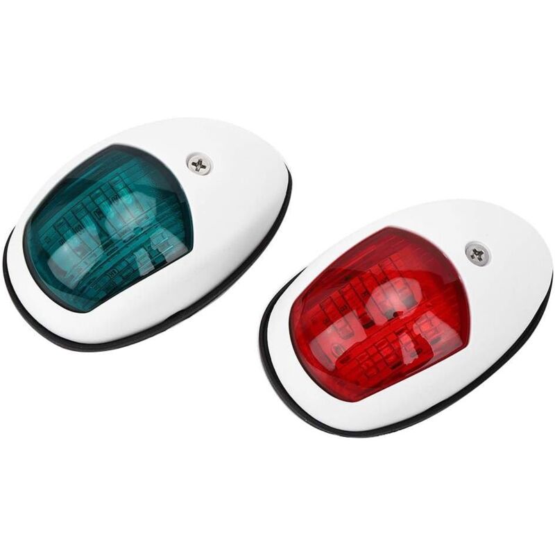 Marine Navigation Light, 2Pcs Signal Lampe Rouge Vert led Étanche Bateau Navigation Lumière DC12V 3W(blanc) - Sollbry