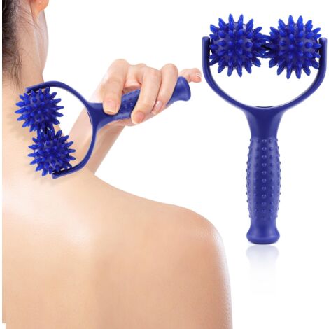 Sollbry Massage Roller Massage Ball Foot Roller Anti Cellulite Massager with Handle for Massaging Back Shoulders Arms Legs (Blue)