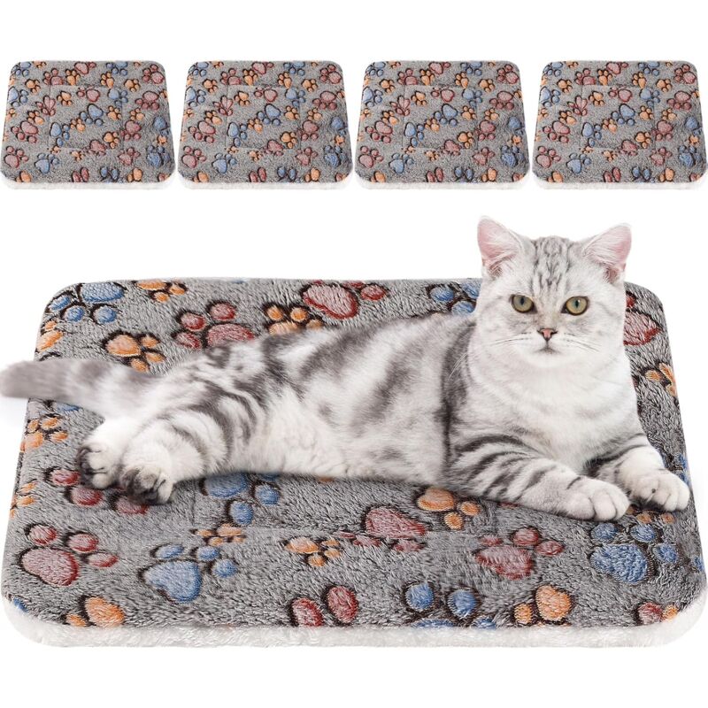 Matelas ultra doux pour chien et chat 4 pièces avec imprimé mignon, confortable et lavable, lit épais pour hamster et cochon d'Inde, adapté aux