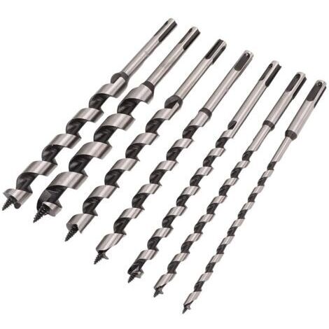 Sollbry Mèche à Bois Hélicoïdal, 7 PCS SDS-Plus Forets à Bois Set en Acier Au Carbone Spiral Trou Cutter Outil à Bois Kit, D'outils avec Diamètre 6mm / 8mm / 10mm / 12mm / 14mm/ 16mm/18m