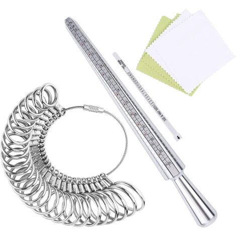 Sollbry Medidor de anillos 41-76, medidor de tamaño de dedo, herramienta para anillos con 3 escalas de medición (UE, EE. UU., Reino Unido)