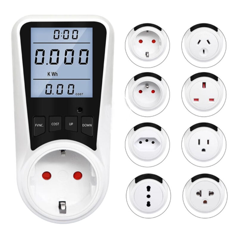 Sollbry Mesure Consommation Electrique, Wattmetre 3680W Max Compteur Electrique avec Écran LCD, Moniteur de Consommation Volt Amp Watt KWh, 7 Modes