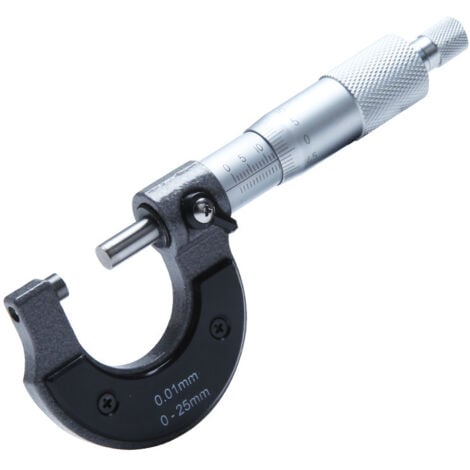 Sollbry Micrómetro exterior de 0-25 mm, calibre de medición de alta precisión con resolución de 0,01 mm, herramienta de medición de diámetro exterior (sistema métrico)