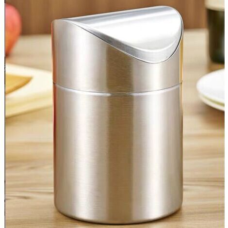 Sollbry Mini Poubelle de Comptoir Acier Inoxydable Mini Poubelle de en Acier Inoxydable Mini Poubelle de Comptoir Mini Poubelle de Table avec Couvercle pour Tables à Manger, Bureaux et Coiffeuses