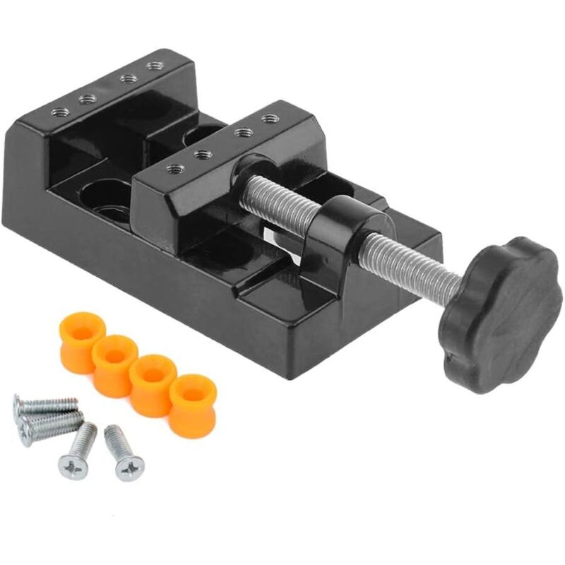 Sollbry - Mini tornillo de banco, abrazadera de mesa plana, universal, de aleación, para tallado, reparación de joyas, reloj nuclear de nogal