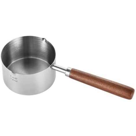Sollbry Minicacerola para chocolate, de acero inoxidable con pico vertedor, minicacerola para mantequilla, café y leche, pequeña cacerola antiadherente de 250 ml