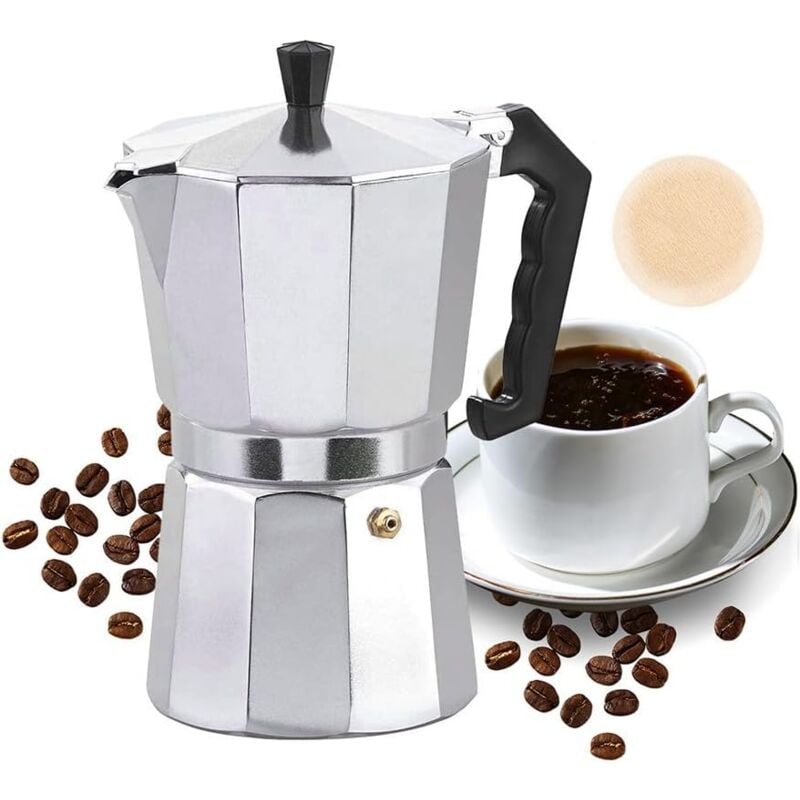 Moka Pot, Cafetiere Italienne 6 Tasses, Cafetières Italiennes Espresso, Cafetiere Moka Italienne, pour Plaques Gaz et Vitrocéramiques, 300ml,