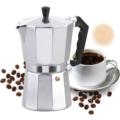 Sollbry Moka Pot, Cafetiere Italienne 6 Tasses, Cafetières Italiennes Espresso, Cafetiere Moka Italienne, pour Plaques Gaz et Vitrocéramiques, 300ml, Aluminium, Argent
