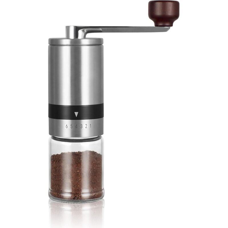 Sollbry Molinillo de café manual con 6 niveles de grosor ajustable externamente, muela cónica de cerámica, molinillo portátil para viajes en casa.