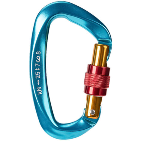 Sollbry Mosquetones de seguridad, 2 piezas, 25 kN, resistentes, con cierre de rosca para escalada, en forma de D, para escalada al aire libre, camping, hamacas y correas para perros.