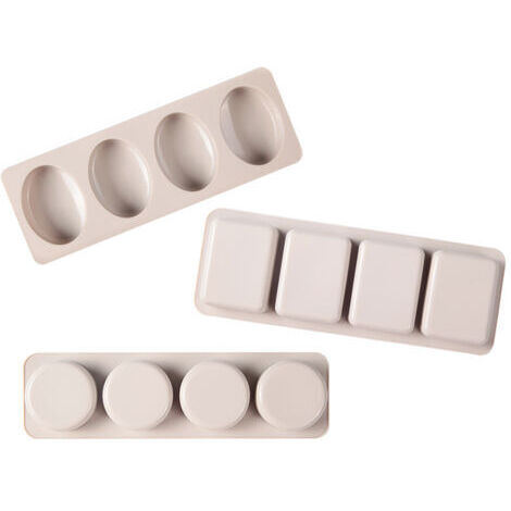 Sollbry Moules en Silicone 3 Pièces Moule Savon Silicone Moulle à Savon Fait Maison Moules de Savon de Silicone de Rond Ovale et Carré pour Bricolage Savons Chocolat Pudding(3 Formes)