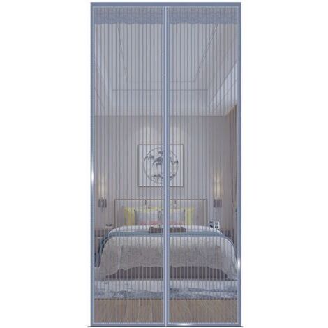 Sollbry Moustiquaires de Portes Rideaux, Plein Cadre Crochet et Boucle Filet en Maille Robuste en Fibre de Verre Porte moustiquaire magnétique Portes moustiquaires avec Aimants (Couleur : Gris, Taille
