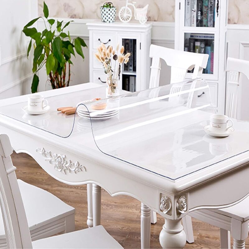 Nappe Transparente de Cuisine,Film de Protection de Table en pvc en Verre Souple Inodore,Couverture de Nappe Imperméable,pour Tapis de Chaise de