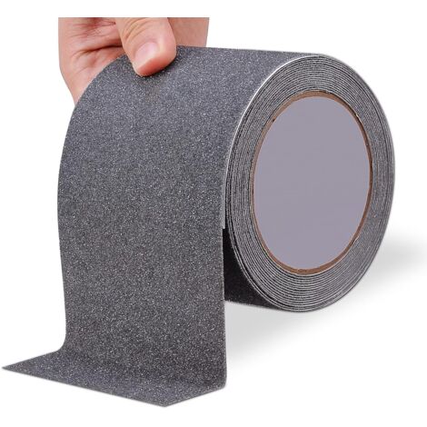 Sollbry Nastro antiscivolo per scale ad alta resistenza, impermeabile per esterni/interni, 10 cm x 5 m, rotolo di sicurezza antiscivolo per scale, strisce antiscivolo per scale, grigio