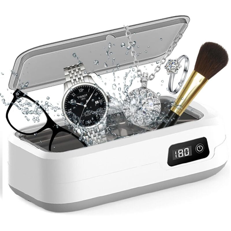 Sollbry - Nettoyeur à ultrasons, 49KHz Nettoyeur à ultrasons pour lunettes, 640ml Nettoyeur à ultrasons avec affichage numérique led, 4 étapes de