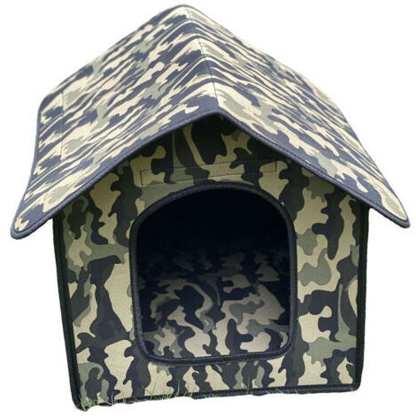 Sollbry – Niche d'extérieur imperméable pour chat et petit chien – Abri semi-fermé pour hiver – Facile à nettoyer – Dimensions 38 x 35 x 38 cm