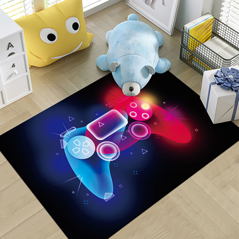 Sollbry - Noir Violet Gris Game Vidéo 3D Moderne Tapis de Chambre d'enfant Grand Salon Garçon Adolescent Gamer Hip Hop Gamepad Graffiti Area Rug