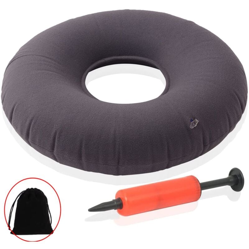 Sollbry - Oreiller en forme de donut - Coussin gonflable de 15' pour soulager la douleur du coccyx - Coussin de siège en forme de donut pour