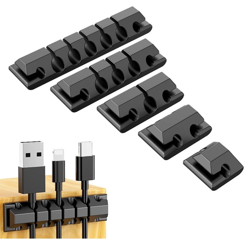 Sollbry - Organizador de cables de escritorio con clip para cables, paquete de 5, organizador de cables para cargadores usb, cables de mouse, cables