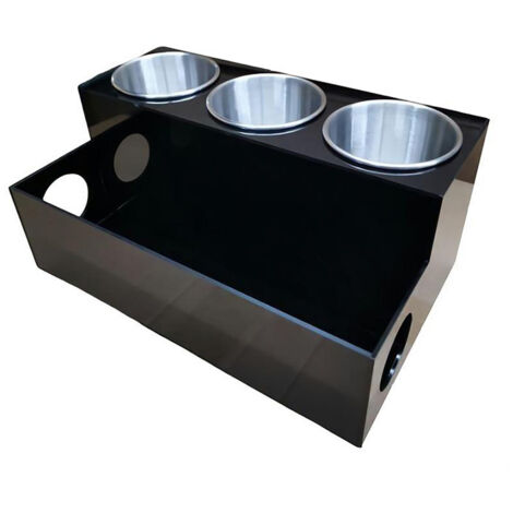 Sollbry Organizador de herramientas para el cabello, soporte para secador de cabello, soporte para secador de cabello de encimera, almacenamiento para tocador de baño con 3 tazas, negro