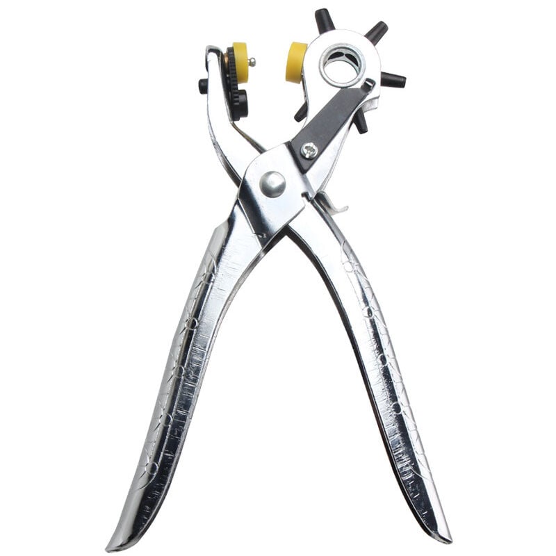 Sollbry Outil de poinçonnage pour cuir avec œillets, 6 tailles robustes rotatives pour ceinture en cuir, rivets