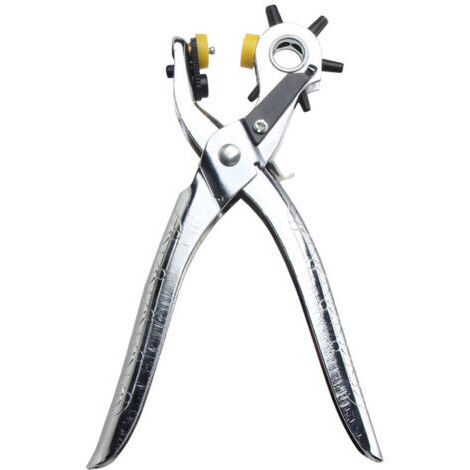 Sollbry Outil de poinçonnage pour cuir avec œillets, 6 tailles robustes rotatives pour ceinture en cuir, rivets