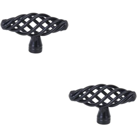 Sollbry Pack Cabinet Handles, Black Cabinet Knobs, Cupboard Handles, Cabinet Pulls, Black Knobs, Spiral Cage Knob, Cupboard Handle, Kitchen Cabinet Door Handle (74 x 36mm)