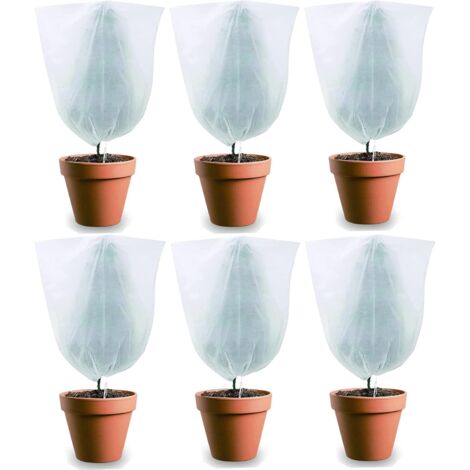 Sollbry Pack de 6 fundas protectoras de invierno para plantas en maceta, con cordón ajustable para protegerlas de las heladas (60 x 80 cm)