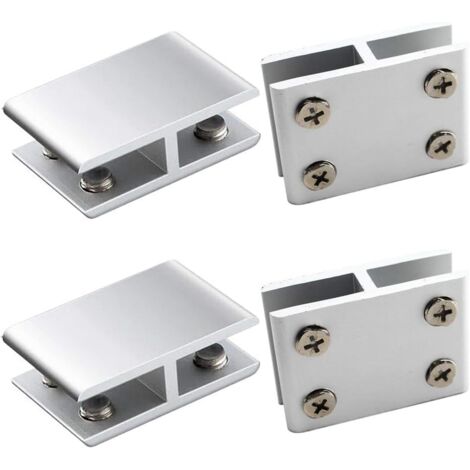Sollbry Pack Glass Clamp Aluminum Alloy Glass Clips for Fixing Glass on Both Sides of Shower Tables Panels, Adjustable Glass Clamp from 10 to 12mm Thickness, 180 Degree