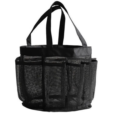 Sollbry Panier de douche en maille – Panier de douche en maille, sac fourre-tout, trousse de toilette, organisateur de bain à séchage rapide pour plage, dortoirs, gymnase, camp, noir