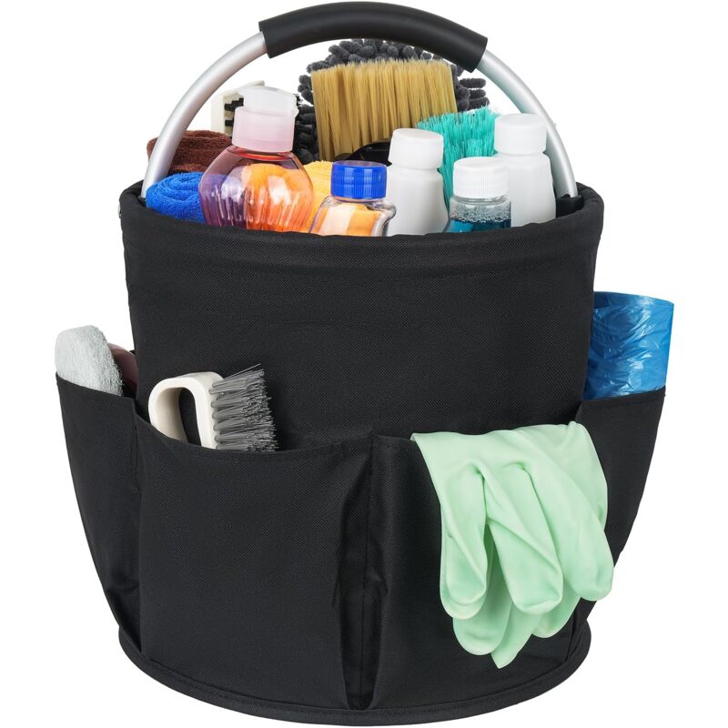 Sollbry Panier de nettoyage avec poignée,organiseur de nettoyage multi-poches,grand sac de nettoyage,facile à nettoyer et à transporter,organisateur