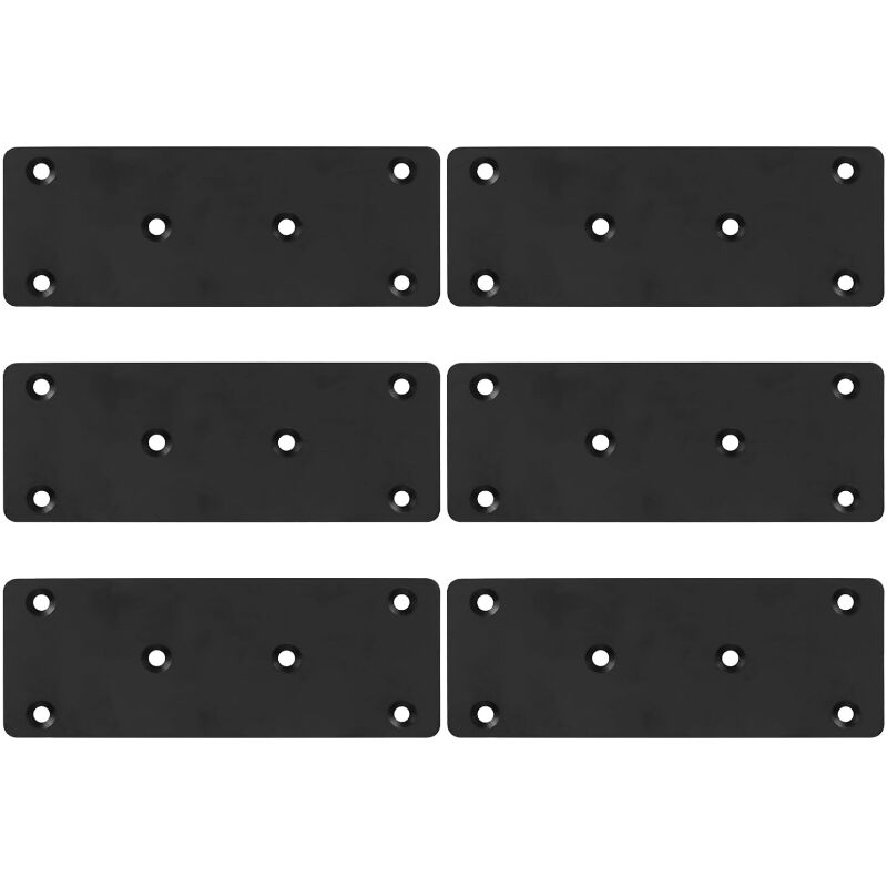 Sollbry - Panneau perforé 6 pièces, plaque de connexion de connecteur en métal, panneau perforé en fer plat, plaque de support noire pour les projets