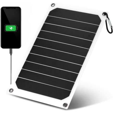 Sollbry Panneau Solaire, 10W 5V Chargeurs Solaires pour Téléphones Portables Solar Power Bank IP64 Étanche Extérieur Chargeur de Panneau Solaire