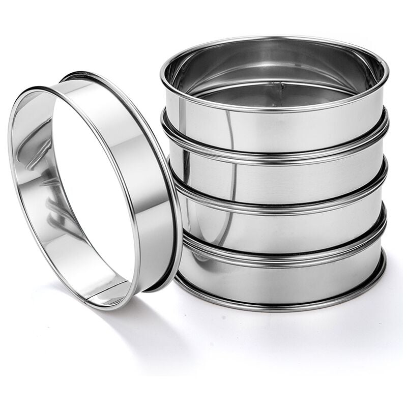 Sollbry - Paquet de 12 Anneaux à Muffins Anglais, Anneaux à Crumpets de 3,15 Pouces, Anneaux à Doubles RouléS en Acier Inoxydable, Moules à Anneaux