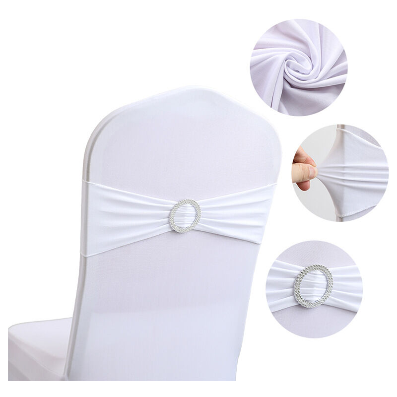 Sollbry - Paquet de 60 écharpes extensibles en élasthanne avec boucle coulissante pour mariage, bandes de couverture de chaise en élasthanne pour