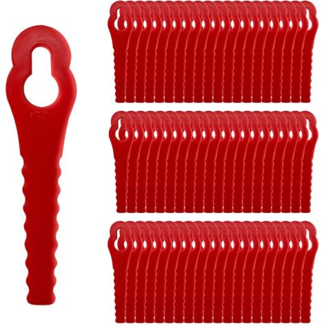 Sollbry Paquete de 100 cuchillas de repuesto compatibles con Florabest LIDL FRTA 20A1 FAT18B2 FAT18B3 Cuchillas de repuesto de plástico para cortacéspedes inalámbricos Florabest (11 mm x 5 mm)