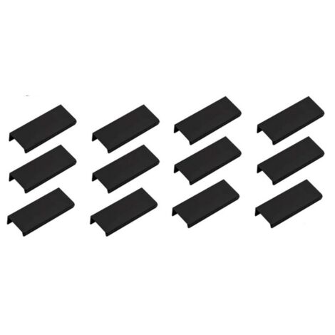 Sollbry Paquete de 12 tiradores negros para gabinetes, herrajes para gabinetes de cocina, tiradores para bordes de gabinetes, tiradores negros para gabinetes, distancia entre centros de 64 mm