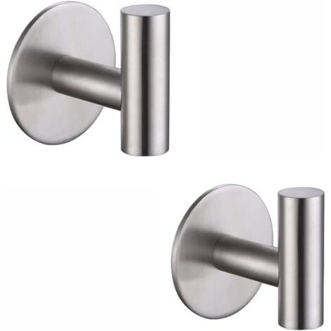Sollbry Paquete de 2 perchas resistentes de acero inoxidable sin clavos para baño, cocina, sala de estar, garaje, hotel, ganchos impermeables para toallas (plateados, 5 x 5,5 x 5,2 cm)