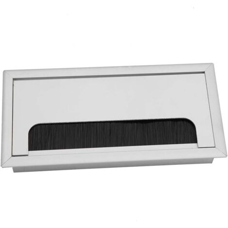 Sollbry Paquete de 2 salidas de cable de aluminio para computadora de escritorio, orificio para insertar cable y cubierta superior (80 x 160 mm)