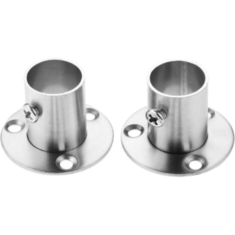 Sollbry Paquete de 2 soportes de acero inoxidable para barra de armario con brida (4,2 x 4,2 x 3 cm)