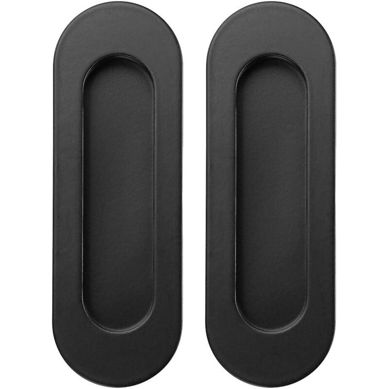 Sollbry Paquete de 2 tiradores ovalados de acero inoxidable para puertas corredizas, armarios y cajones (negros)