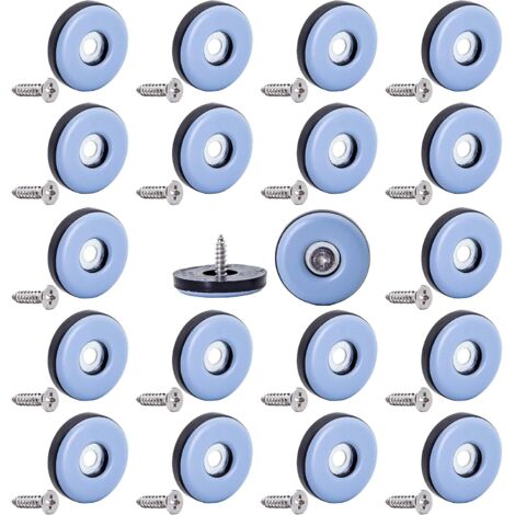 Sollbry Paquete de 20 deslizadores de teflón de 22 mm para patas de sillas, protectores de suelo, deslizadores móviles de PTFE con tornillos para suelos de alfombra, baldosas y madera.