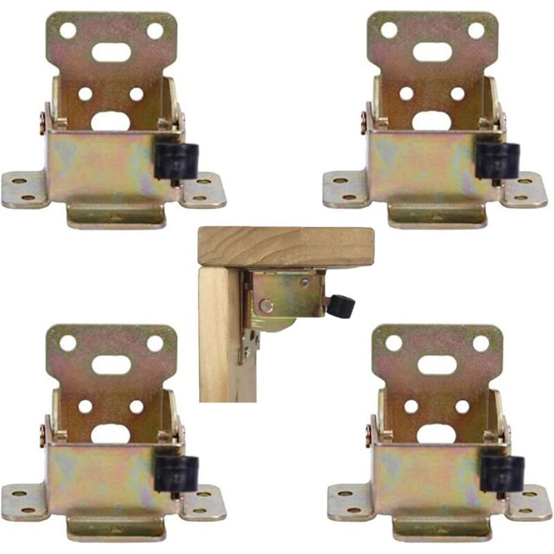 Sollbry - Paquete de 4 bisagras plegables de 90° para patas de mesa - Bloqueo plegable para patas de mesa y banco - Soporte plegable (dorado)